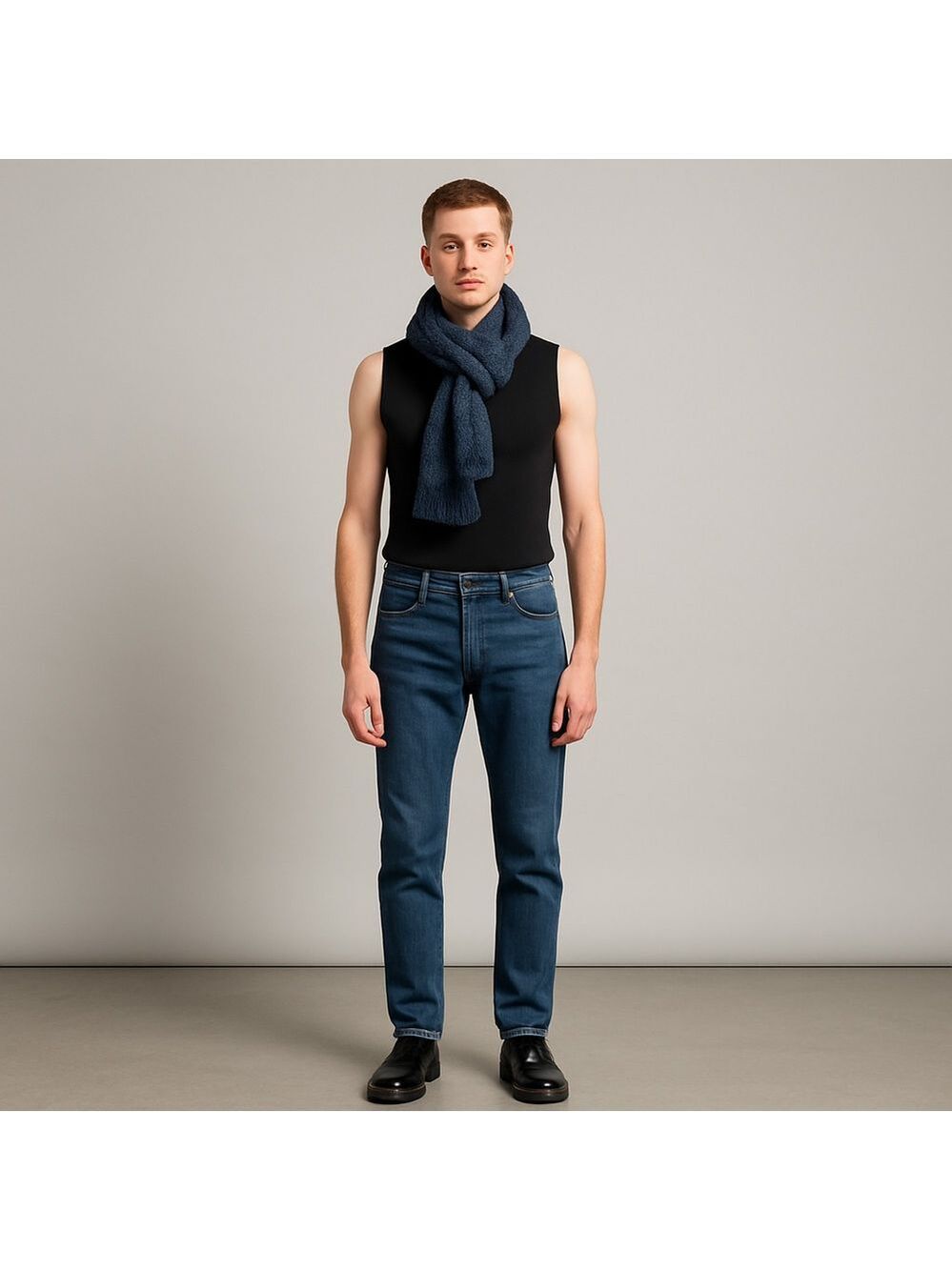 Chaps Mens Blue Knitted Scarf